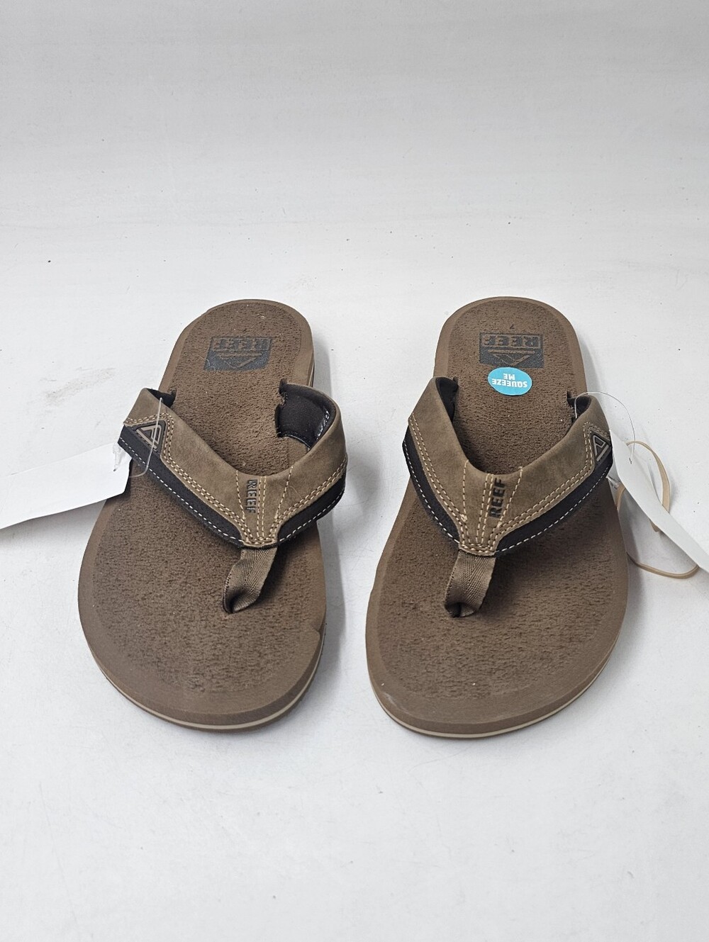 Reef Cushion Dawn Brown Leather Flip Flop Sandals Mens Size 7 NWOB